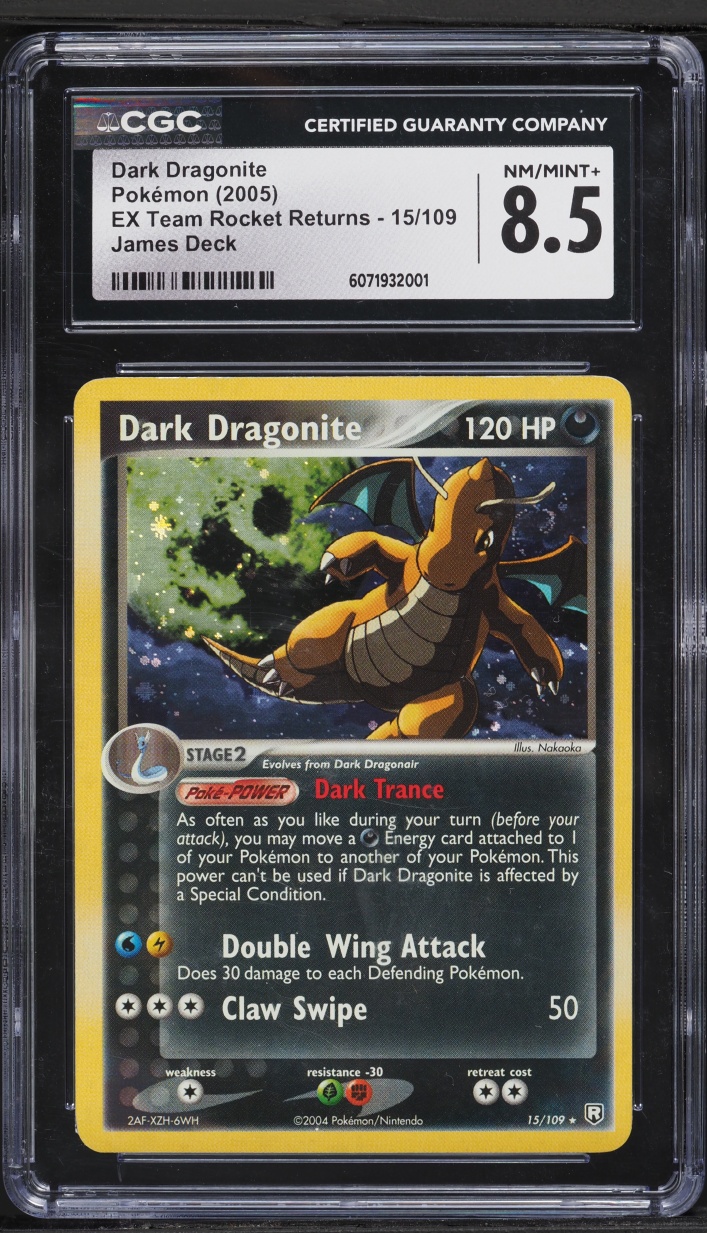 2005 Pokemon EX Team Rocket Returns Holo Dark Dragonite #15 CGC 8.5 NM-MT+