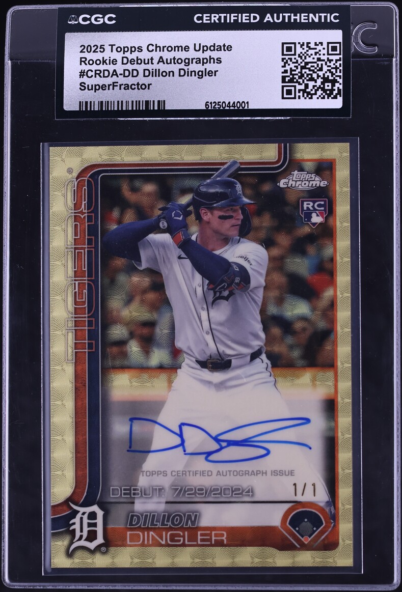 2025 Topps Chrome Update Debut Superfractor Dillon Dingler ROOKIE AUTO 1/1 #CRDA-DD CGC AUTH