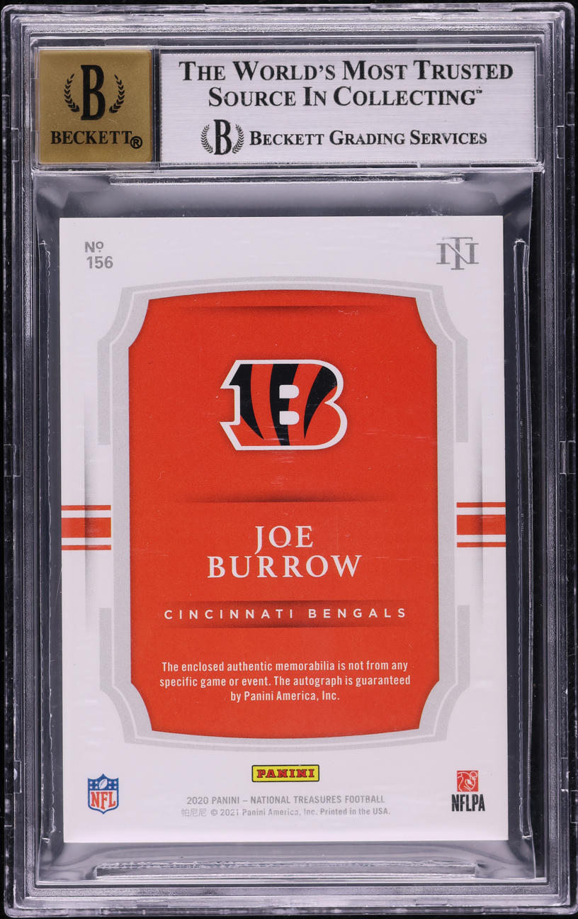 2020 National Treasures Black Joe Burrow ROOKIE PATCH AUTO 5/5 #156 BGS 9 MINT