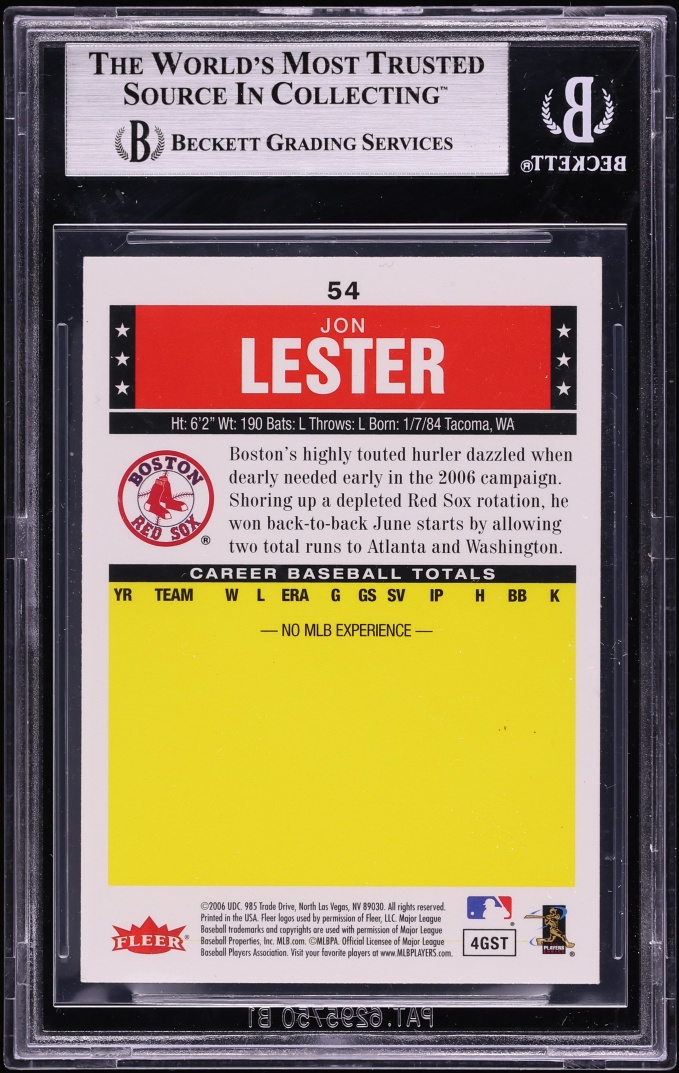 2006 Fleer Tradition Jon Lester ROOKIE #54 BGS 7 NRMT