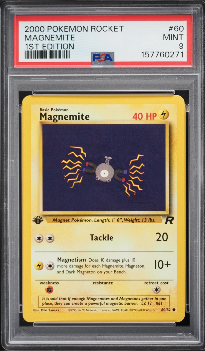 2000 Pokemon Team Rocket 1st Edition Magnemite #60 PSA 9 MINT