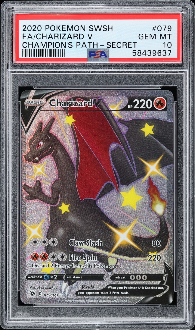 2020 Pokemon Sword & Shield Champion's Path Full Art Shiny Charizard V #79 PSA 10 GEM MINT