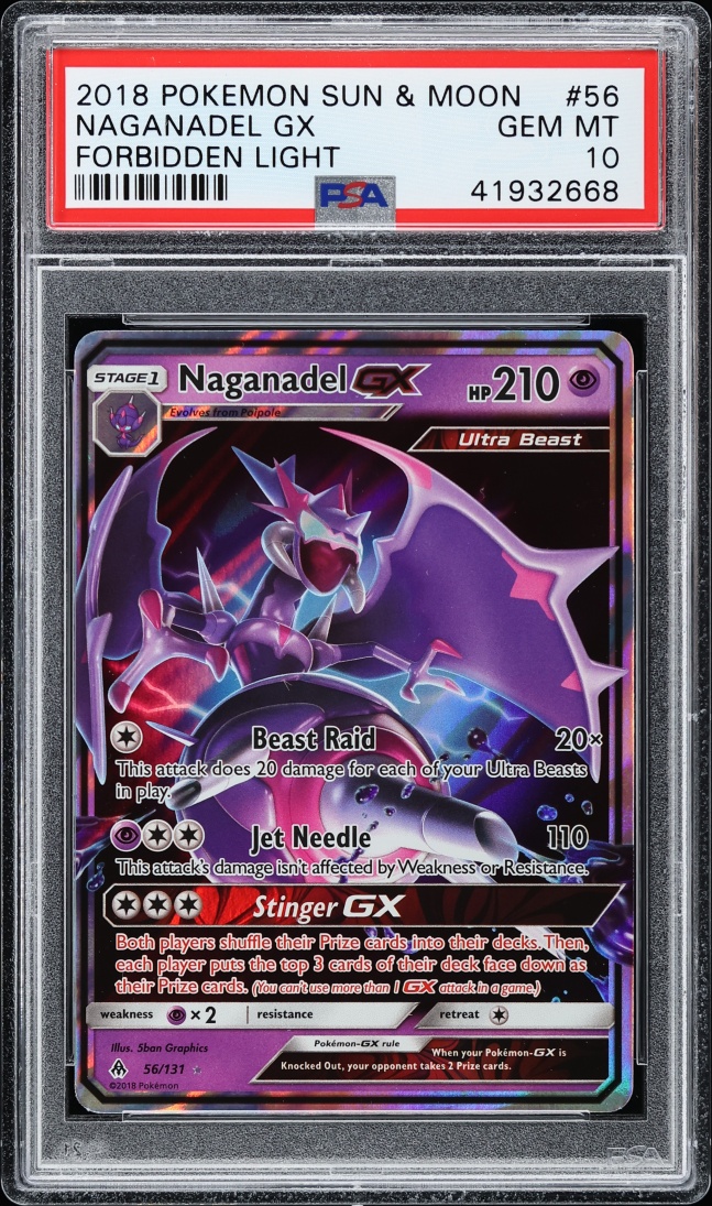 2018 Pokemon Sun & Moon Forbidden Light Holo Naganadel GX #56 PSA 10 GEM MINT