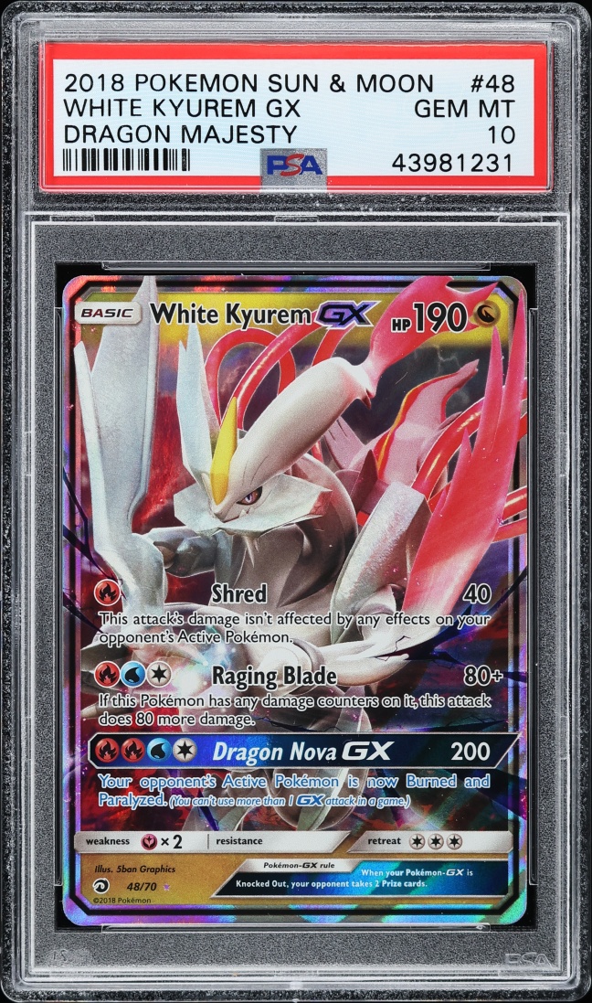 2018 Pokemon Sun & Moon Dragon Majesty Holo White Kyurem GX #48 PSA 10 GEM MINT