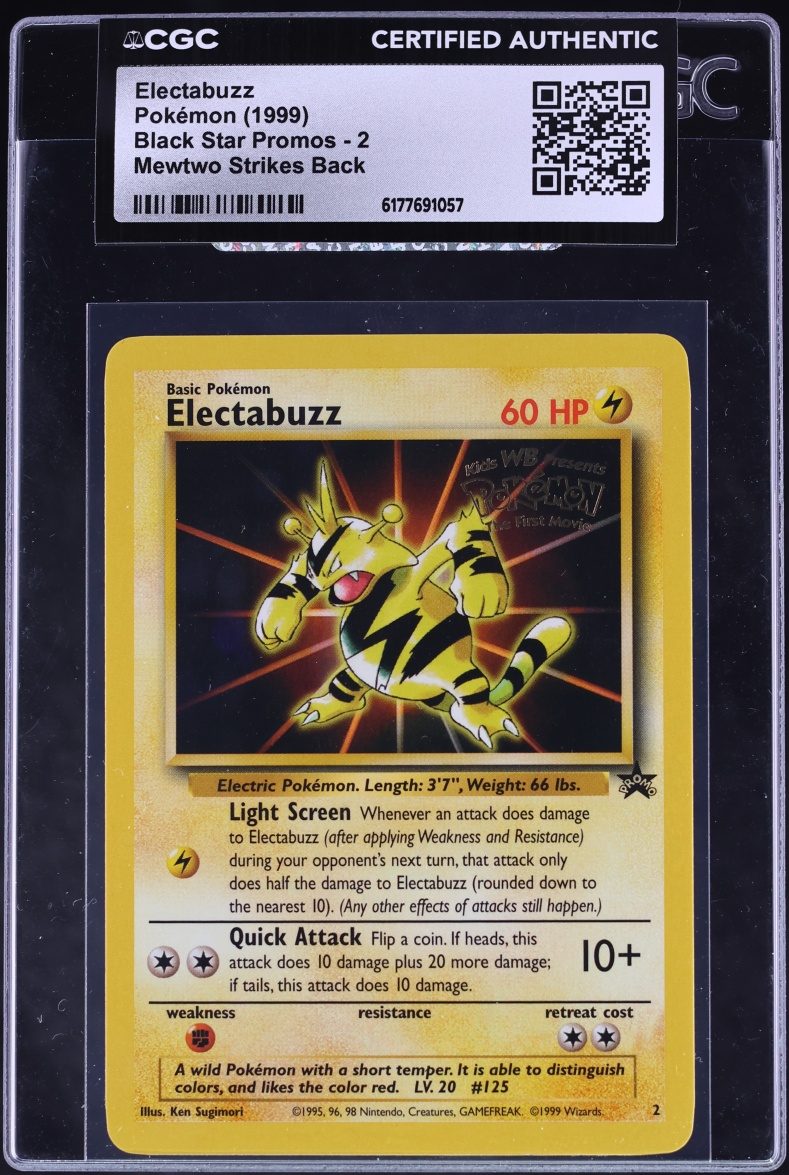 1999 Pokemon Promo Mewtwo Strikes Back Electabuzz #2 CGC AUTH