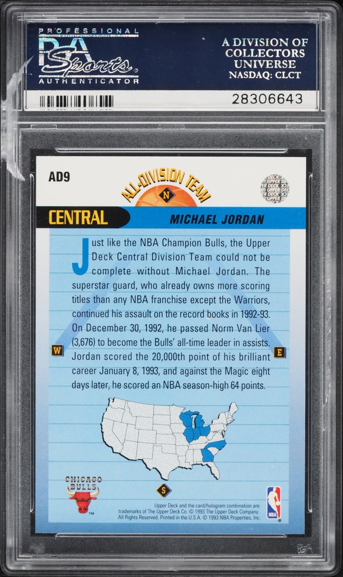 1992 Upper Deck All Division Team Michael Jordan #AD9 PSA 10 GEM MINT