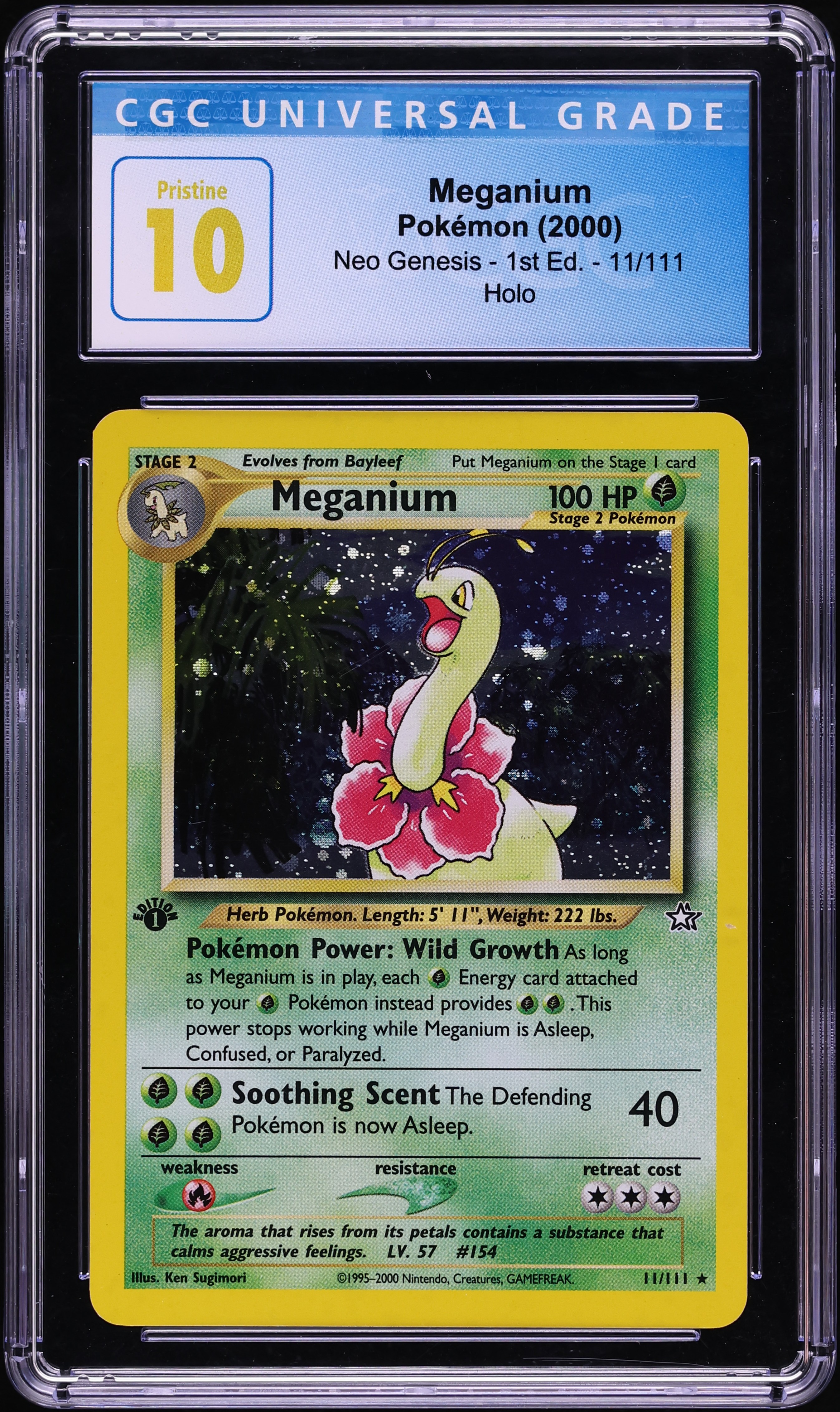 2000 Pokemon Neo Genesis 1st Edition Holo Meganium #11 CGC 10 PRISTINE