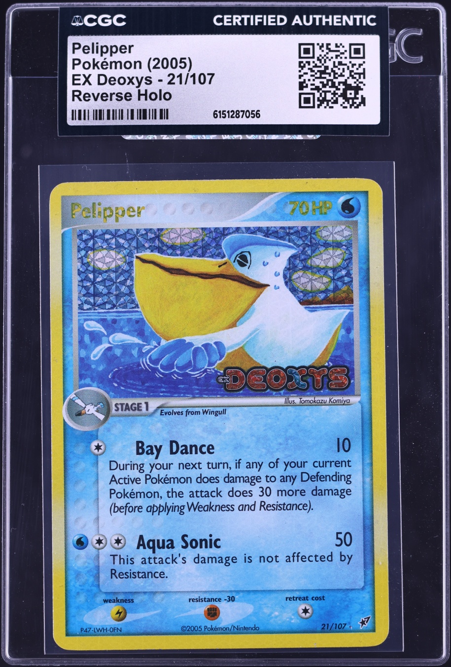 2005 Pokemon EX Deoxys Reverse Holo Pelipper #21 CGC AUTH