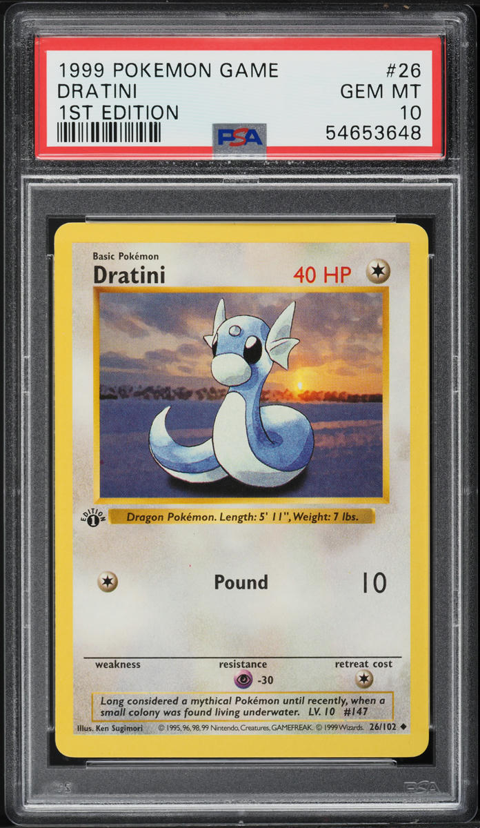 1999 Pokemon Base Set Shadowless 1st Edition Dratini #26 PSA 10 GEM MINT