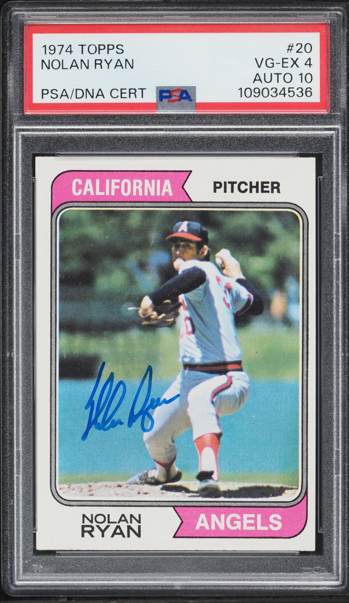 1974 Topps Nolan Ryan AUTO DNA 10 #20 PSA 4 VGEX