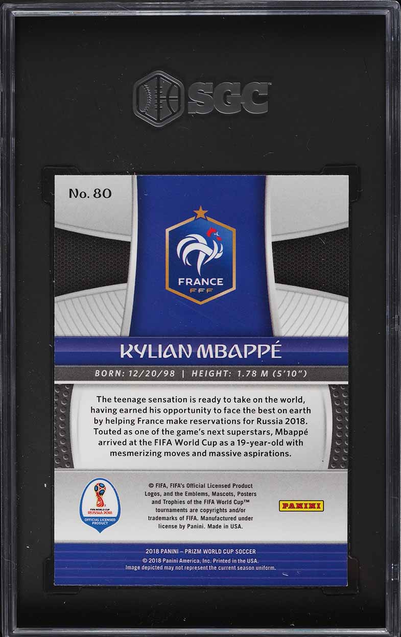2018 Panini Prizm World Cup Kylian Mbappe ROOKIE #80 SGC 9.5 MINT+