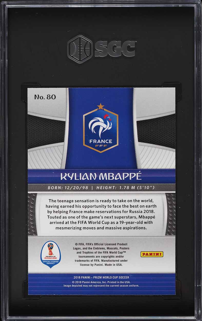 2018 Panini Prizm World Cup Kylian Mbappe ROOKIE #80 SGC 9.5 MINT+