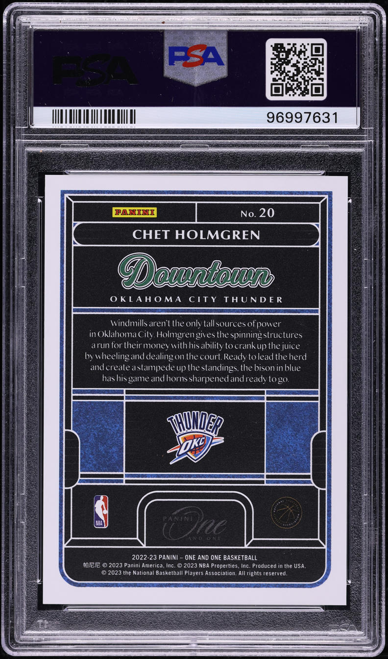 2022 Panini One And One Downtown Chet Holmgren ROOKIE #20 PSA 9 MINT - Photo 2