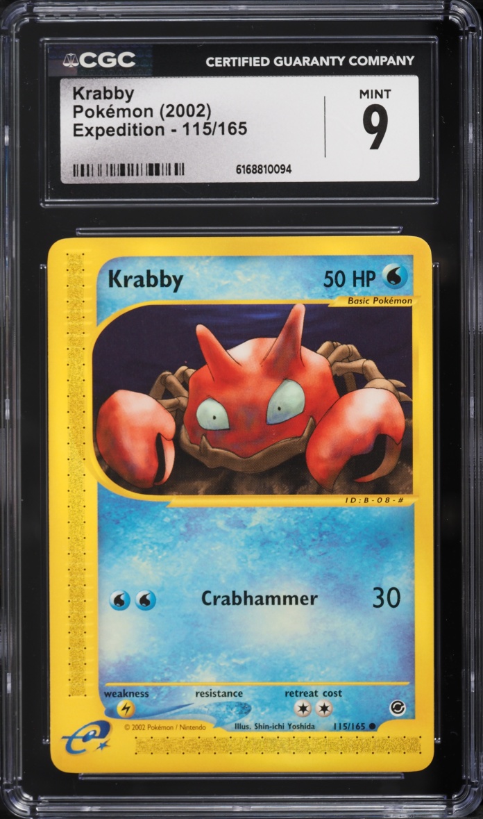 2002 Pokemon E-Card Expedition Krabby #115 CGC 9 MINT