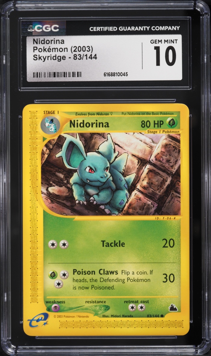 2003 Pokemon E-Card Skyridge Nidorina #83 CGC 10 GEM MINT