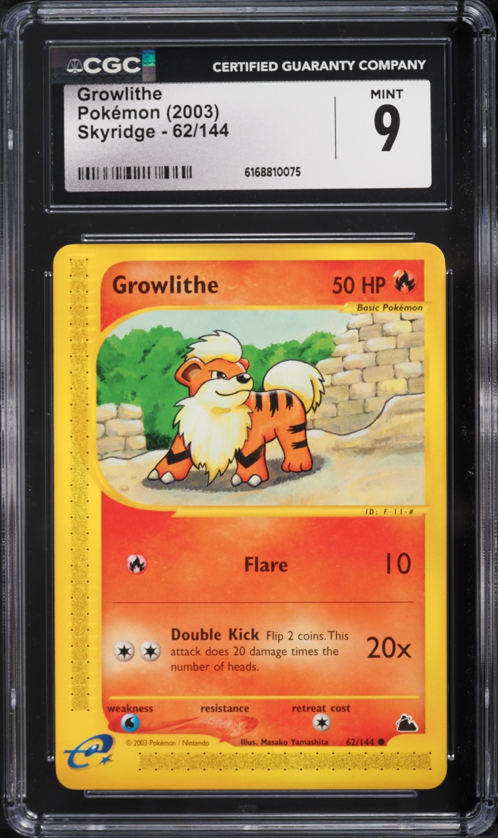 2003 Pokemon E-Card Skyridge Growlithe #62 CGC 9 MINT
