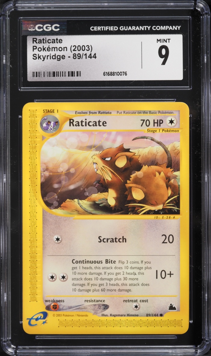 2003 Pokemon E-Card Skyridge Raticate #89 CGC 9 MINT