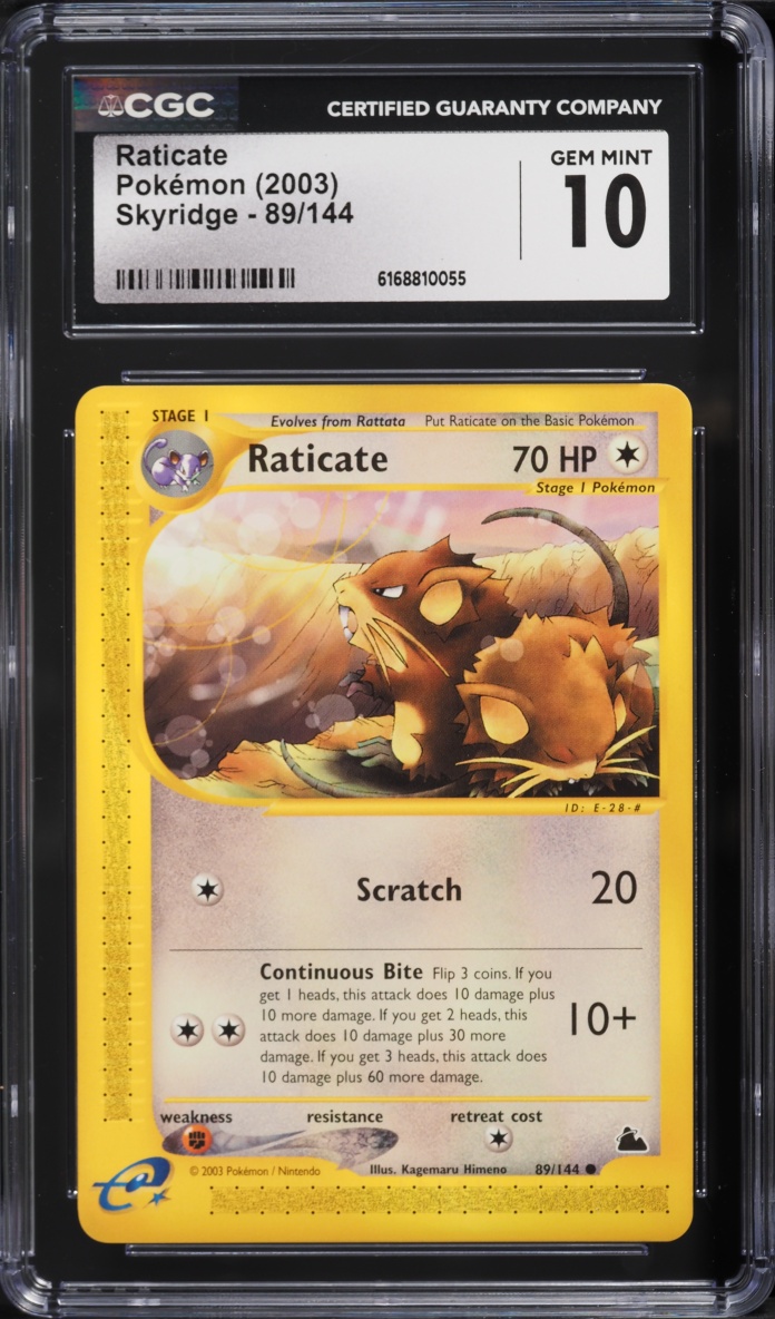 2003 Pokemon E-Card Skyridge Raticate #89 CGC 10 GEM MINT