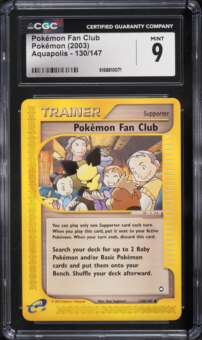2003 Pokemon E-Card Aquapolis Pokemon Fan Club #130 CGC 9 MINT