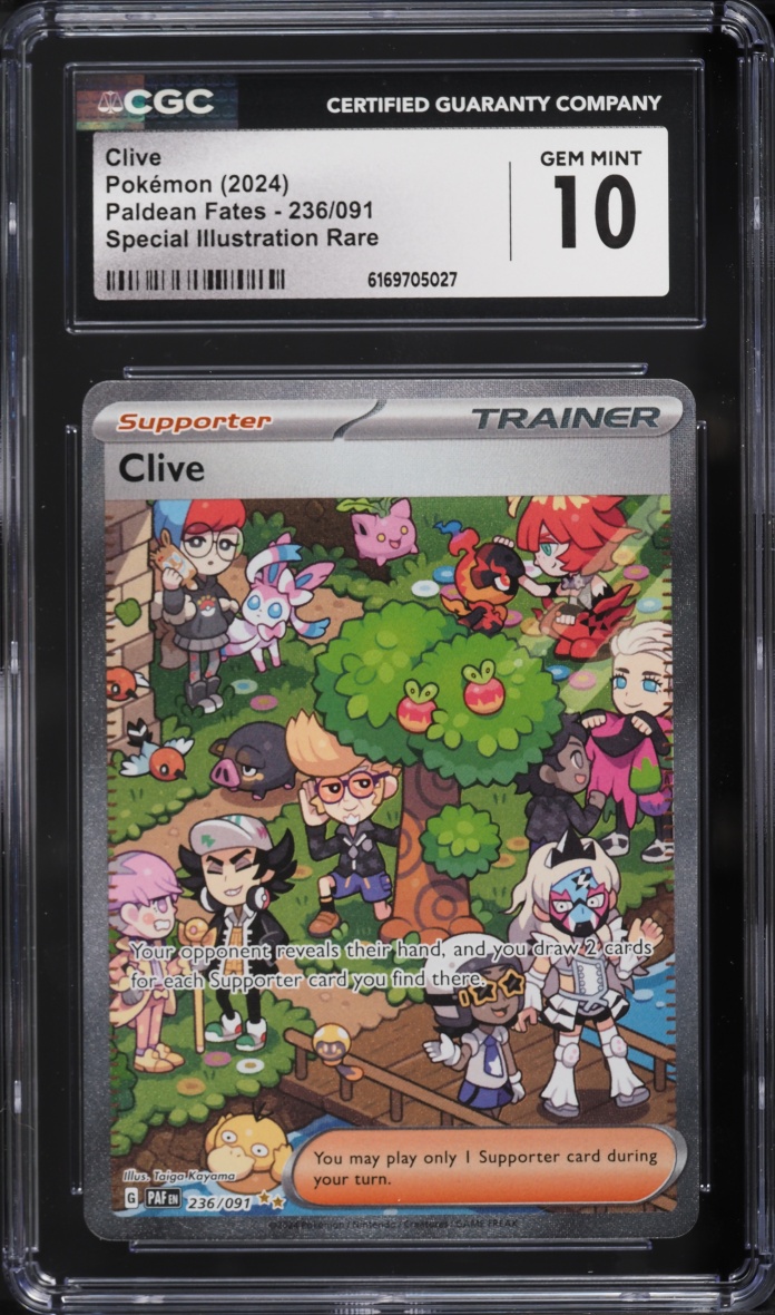 2024 Pokemon Scarlet & Violet Paldean Fates SIR Clive #236 CGC 10 GEM MINT