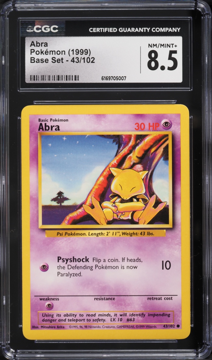 1999 Pokemon Base Set Abra #43 CGC 8.5 NM-MT+
