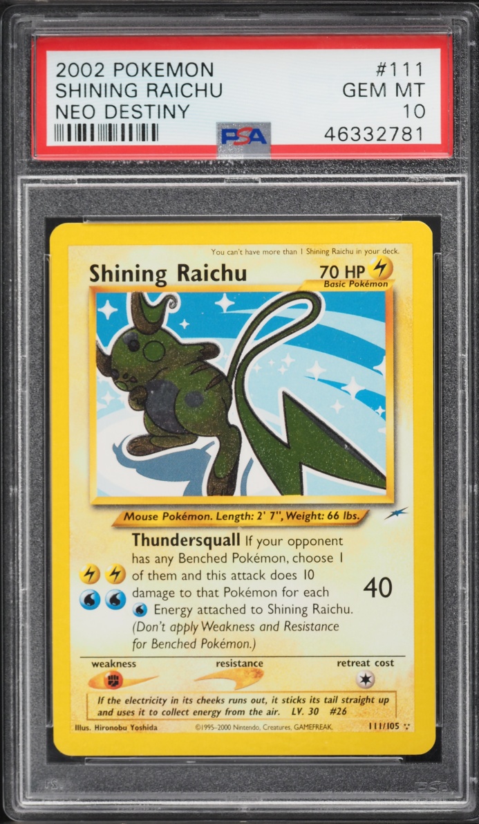 2002 Pokemon Neo Destiny Shining Raichu #111 PSA 10 GEM MINT
