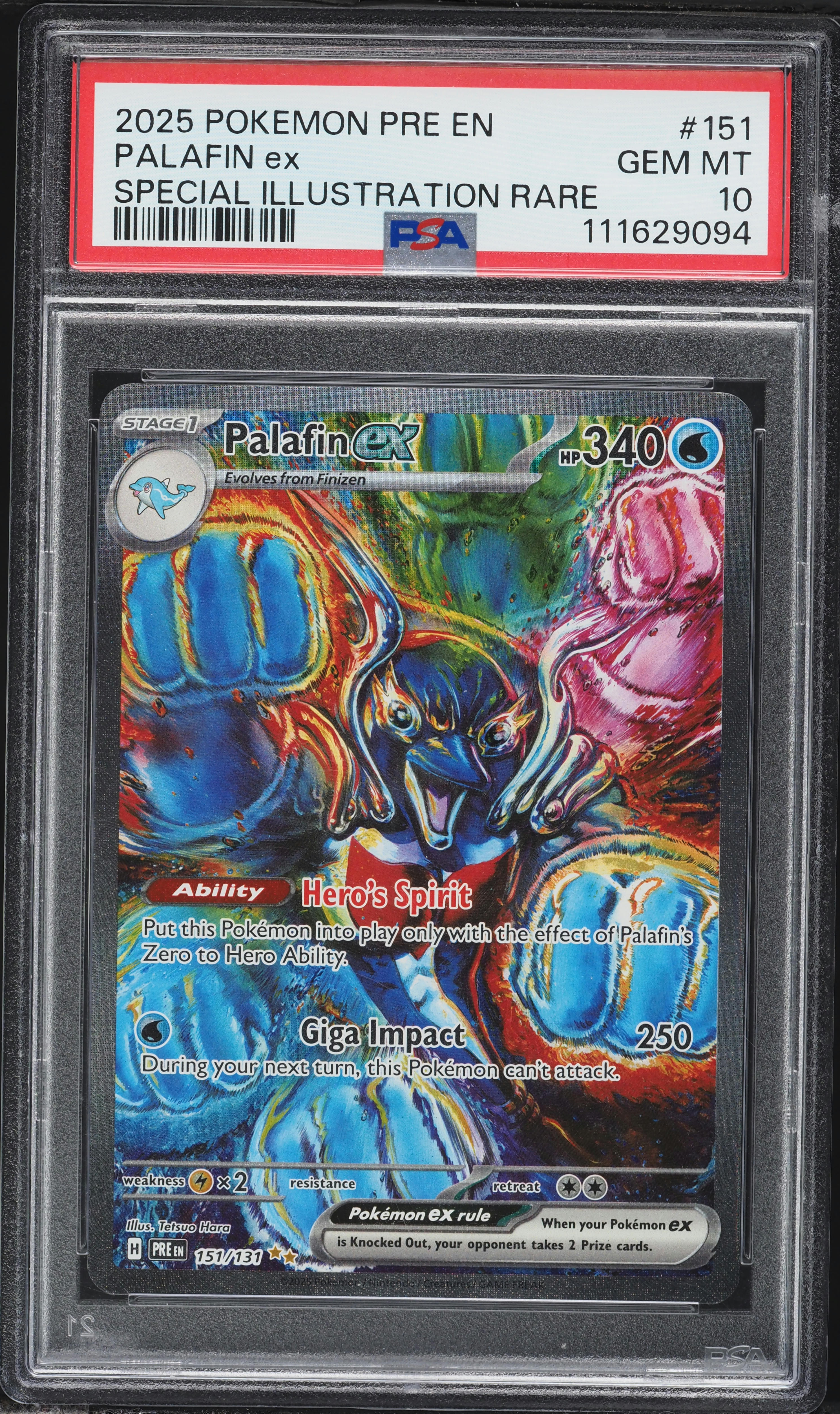 2025 Pokemon Scarlet & Violet Prismatic Evolutions SIR Palafin EX #151 PSA 10 GEM MINT