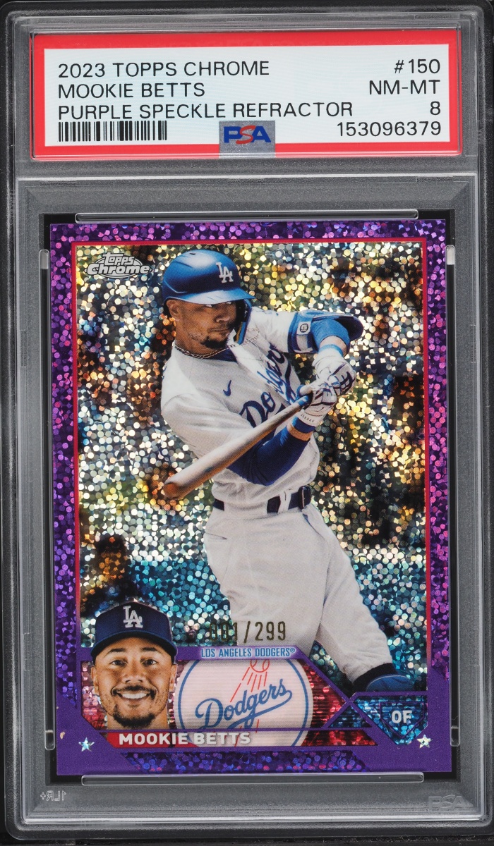 2023 Topps Chrome Purple Speckle Refractor Mookie Betts /299 #150 PSA 8 NM-MT