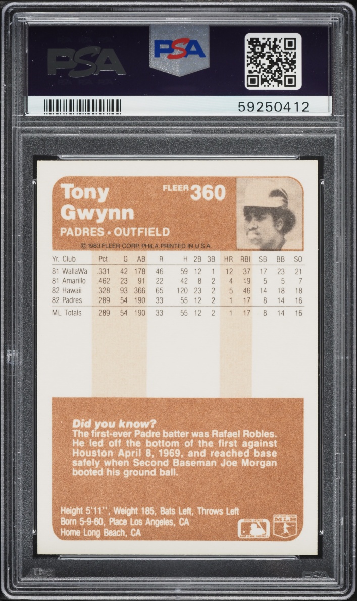 1983 Fleer Tony Gwynn ROOKIE #360 PSA 9 MINT