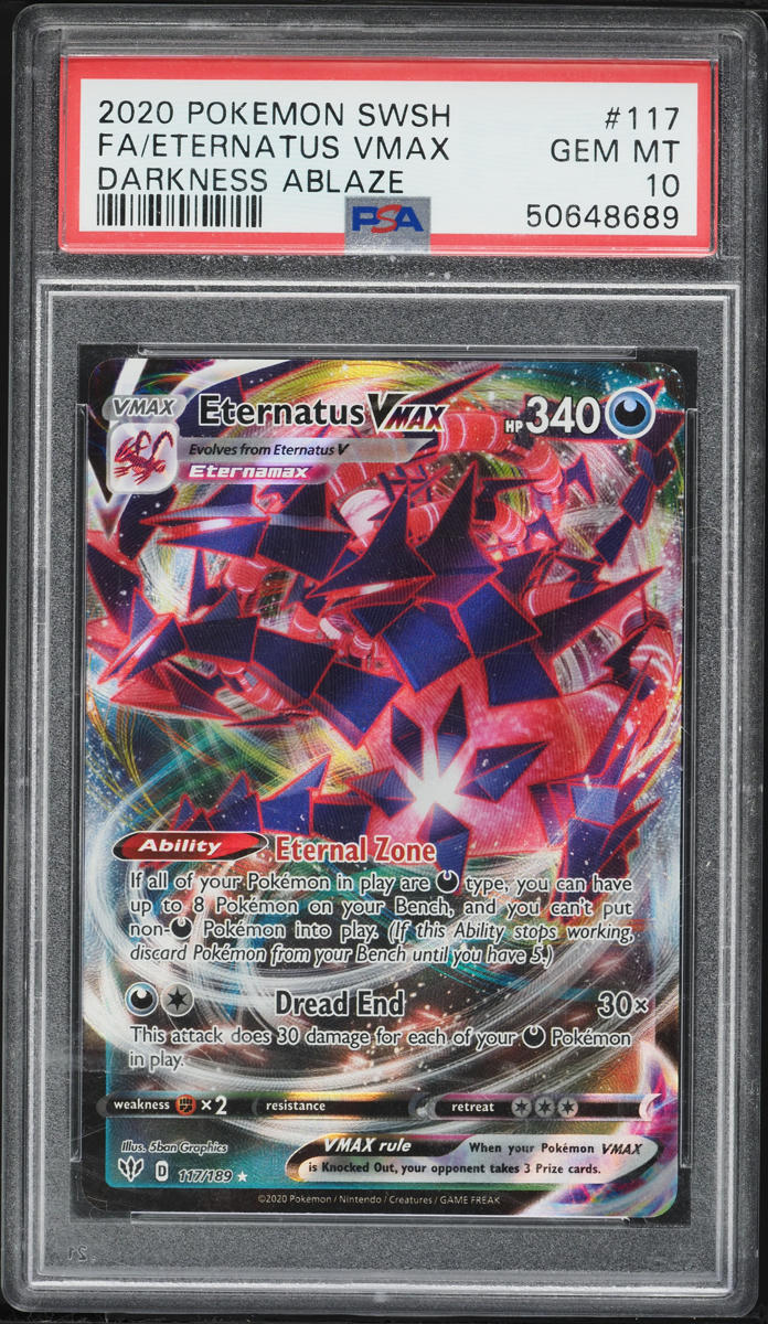 2020 Pokemon Sword & Shield Darkness Ablaze Full Art Eternatus VMAX #117 PSA 10 GEM MINT