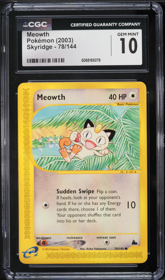 2003 Pokemon Skyridge Meowth #78 CGC 10 GEM MINT