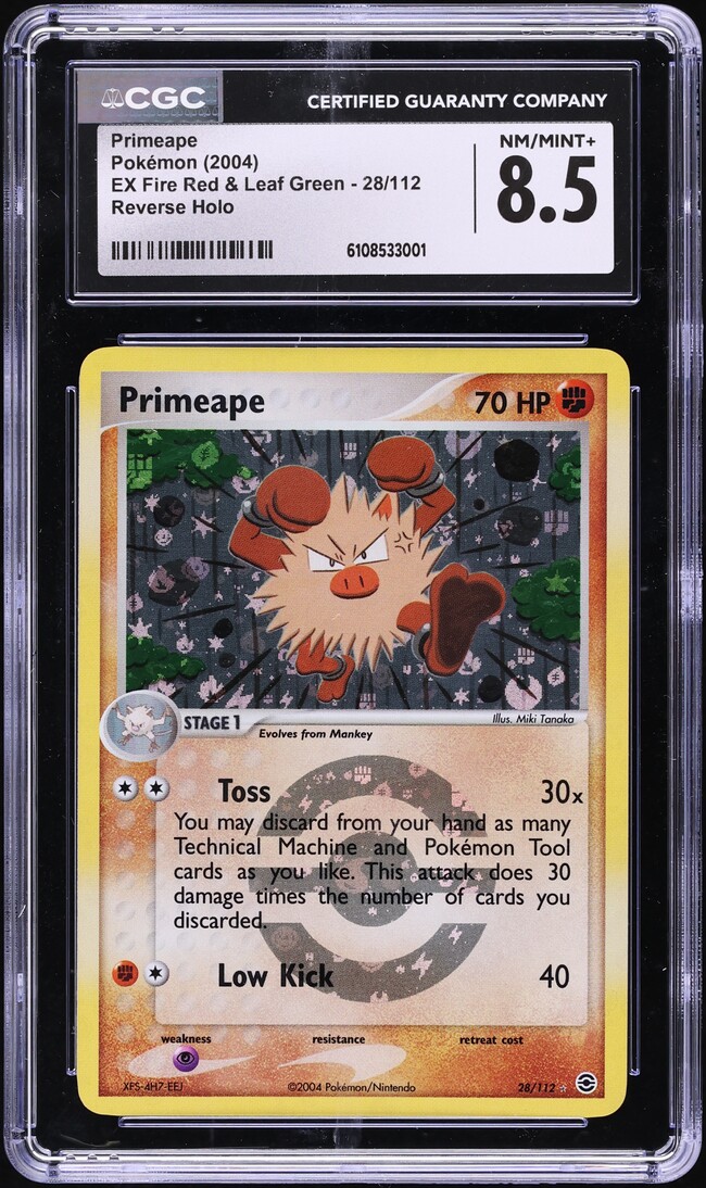 2004 Pokemon EX Fire Red & Leaf Green Reverse Holo Primeape #28 CGC 8.5 NM-MT+