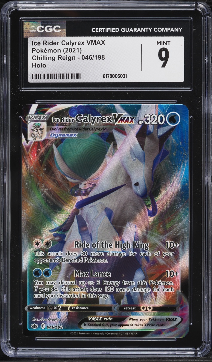 2021 Pokemon Sword & Shield Chilling Reign Full Art Ice Rider Calyrex VMAX #46 CGC 9 MINT