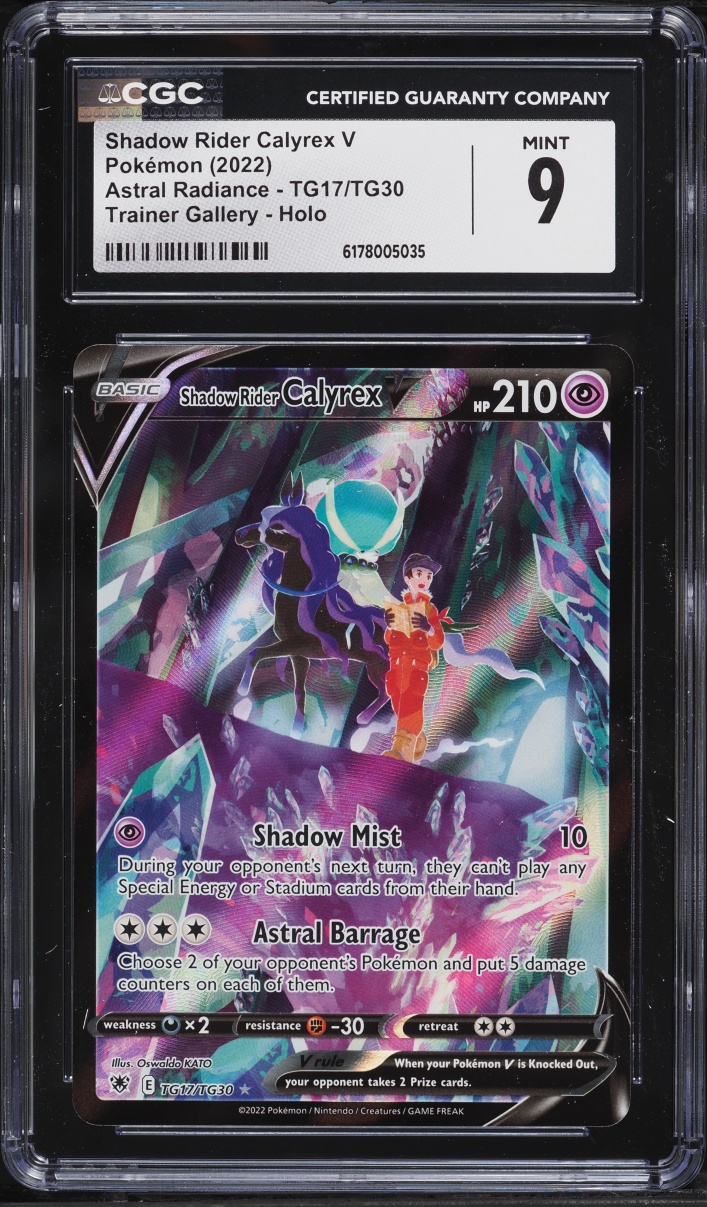 2022 Pokemon Sword & Shield Astral Radiance Full Art Shadow Rider Calyrex V #TG17 CGC 9 MINT
