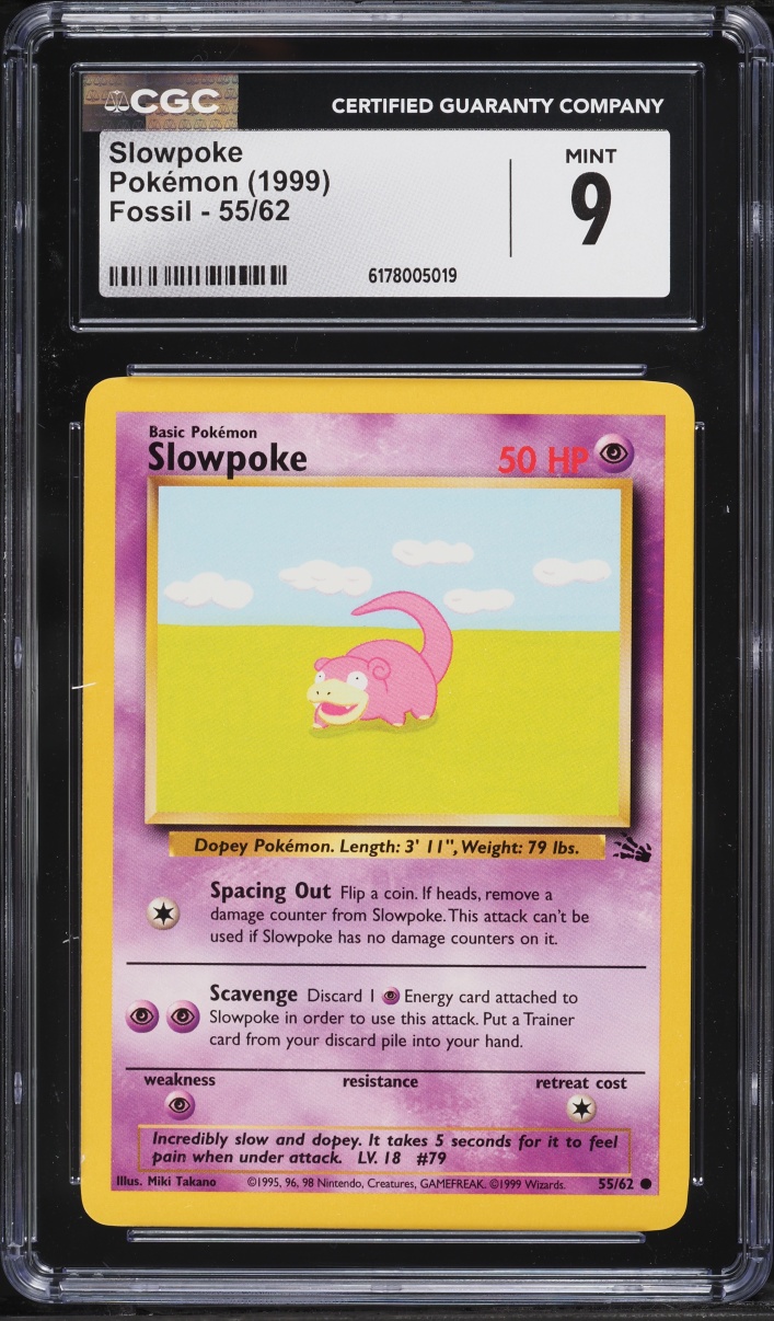 1999 Pokemon Fossil Slowpoke #55 CGC 9 MINT