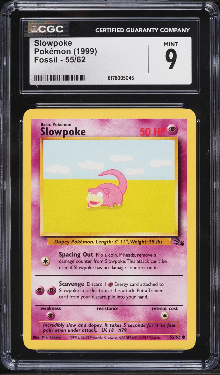 1999 Pokemon Fossil Slowpoke #55 CGC 9 MINT