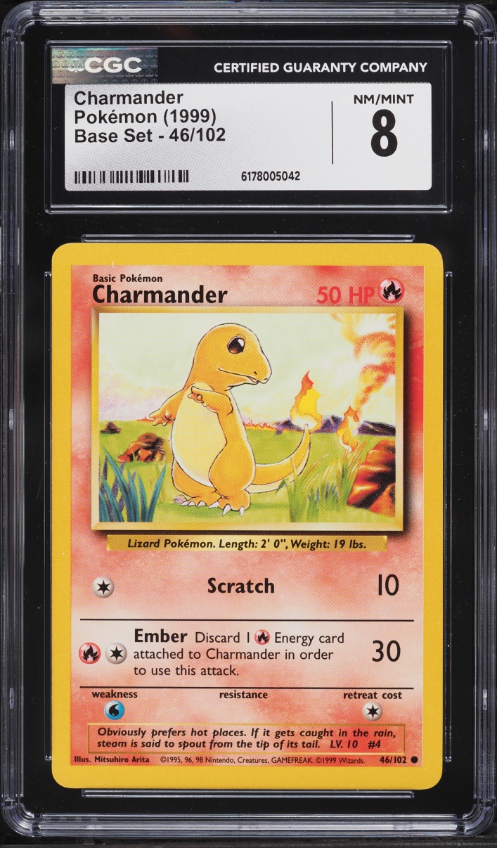 1999 Pokemon Base Set Charmander #46 CGC 8 NM-MT