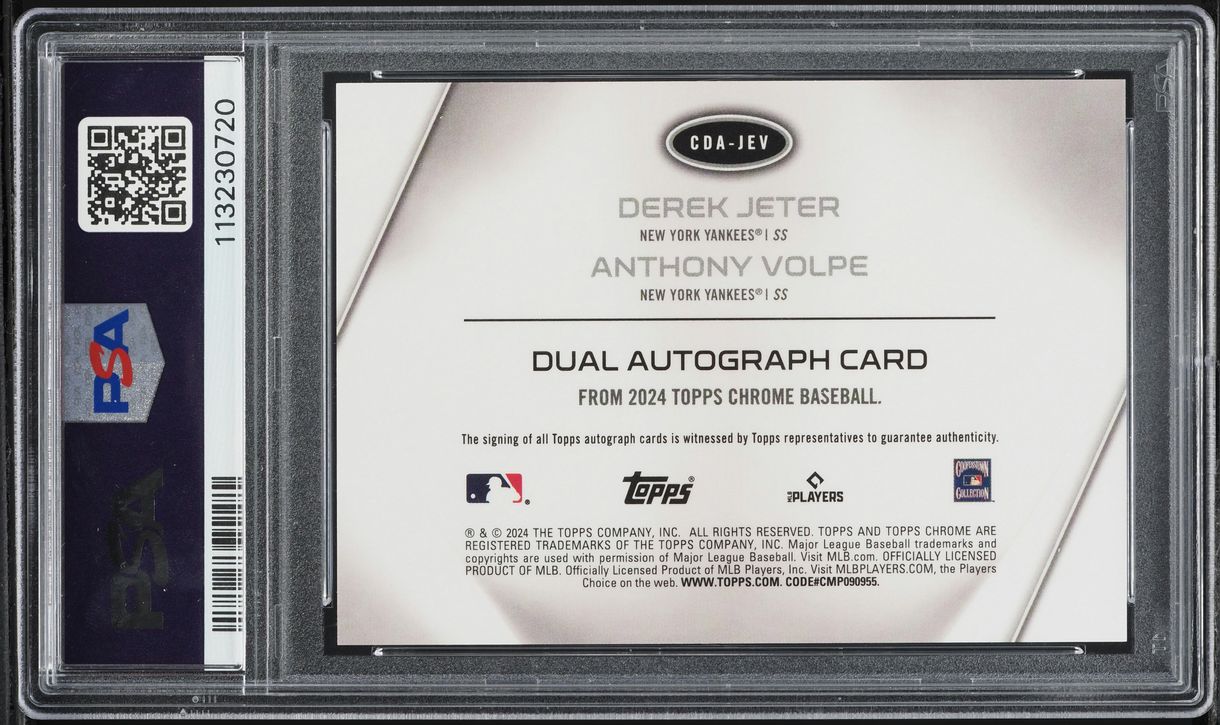 2024 Topps Chrome Update Dual Anthony Volpe Derek Jeter AUTO /10 #CDA-JEV PSA 9