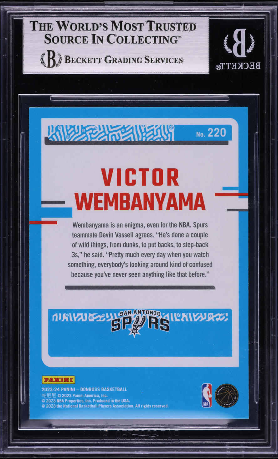 2023 Donruss Basketball Victor Wembanyama ROOKIE #220 BGS 9 MINT