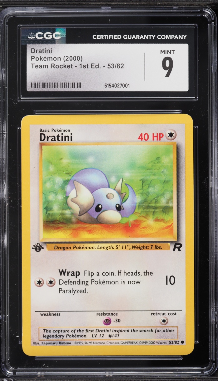 2000 Pokemon Team Rocket 1st Edition Dratini #53 CGC 9 MINT