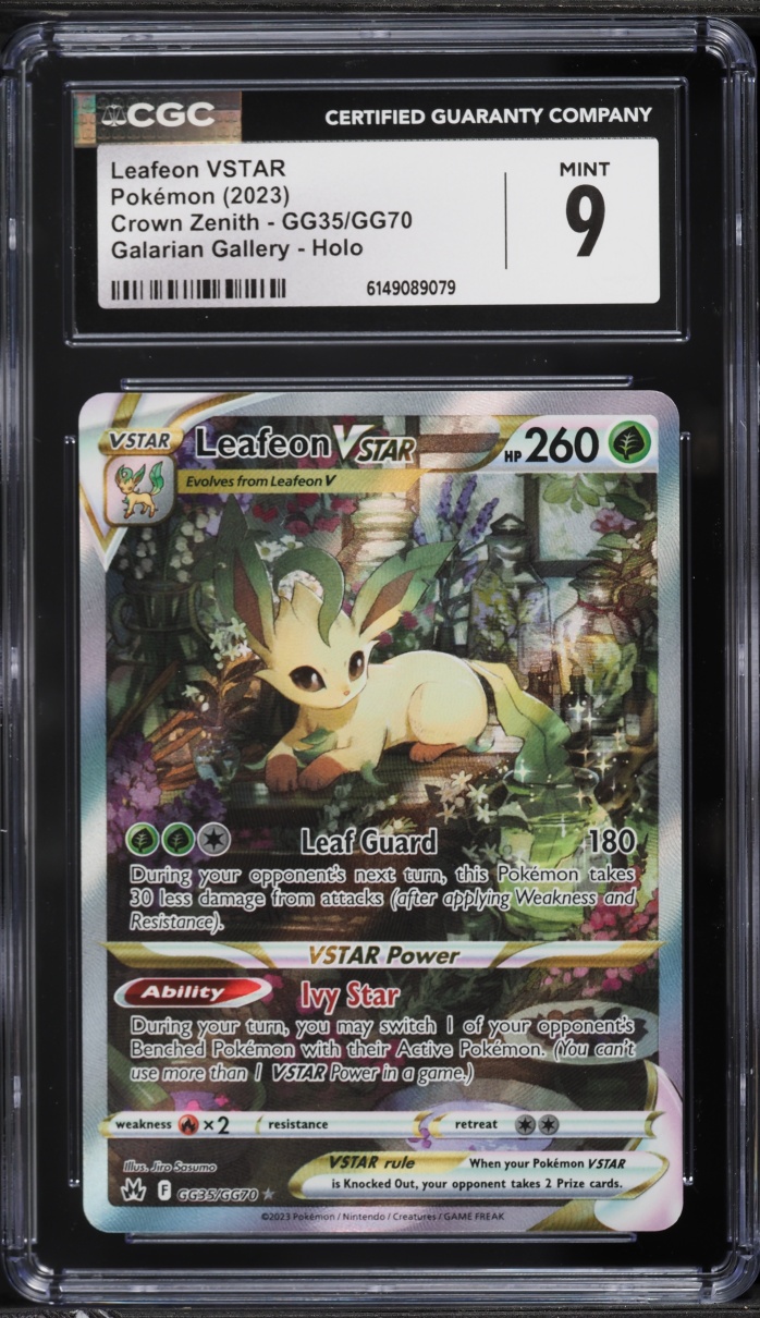 2023 Pokemon Sword & Shield Crown Zenith Alt Art Leafeon VSTAR #GG35 CGC 9 MINT