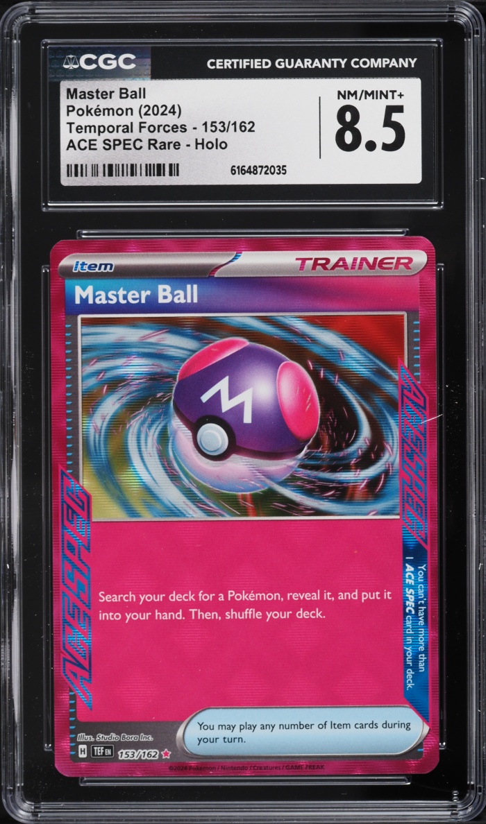 2024 Pokemon Scarlet & Violet Temporal Forces Ace Spec Master Ball #153 CGC 8.5 NM-MT+