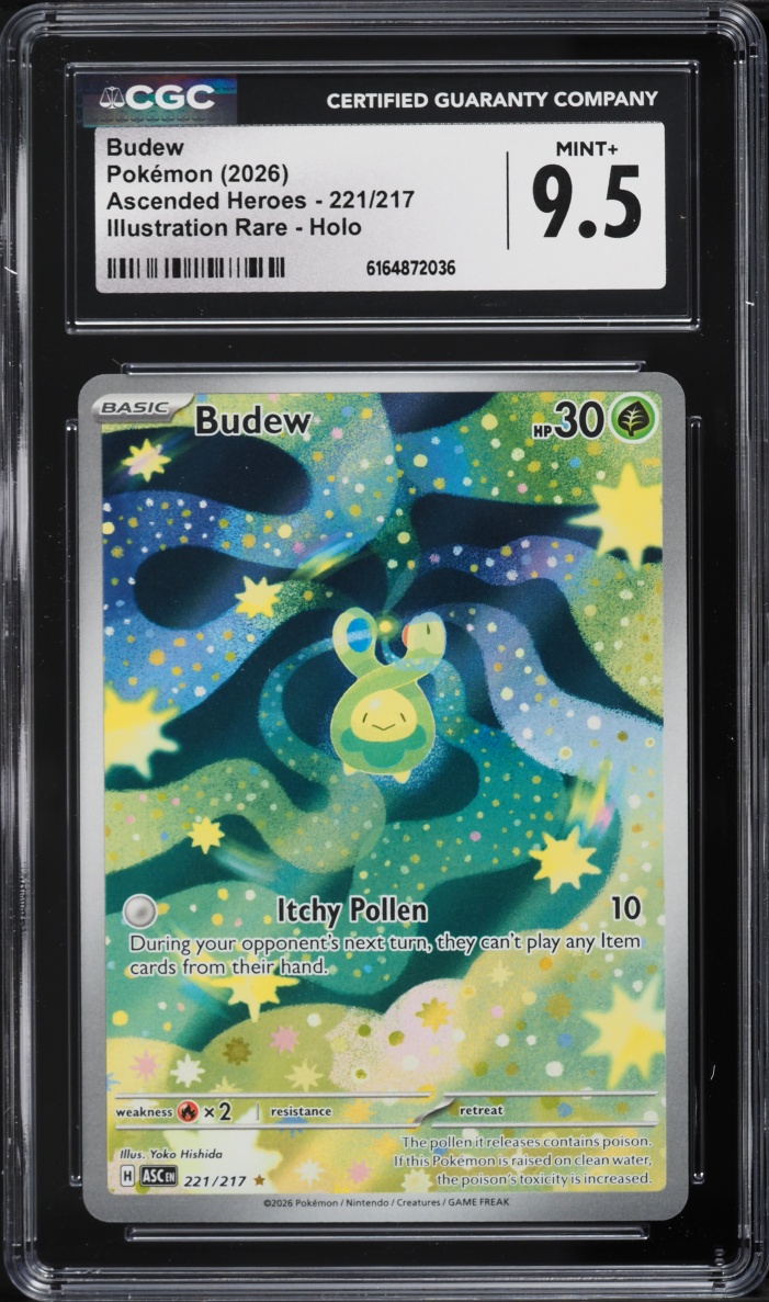 2026 Pokemon Mega Evolution Ascended Heroes IR Budew #221 CGC 9.5 MINT+