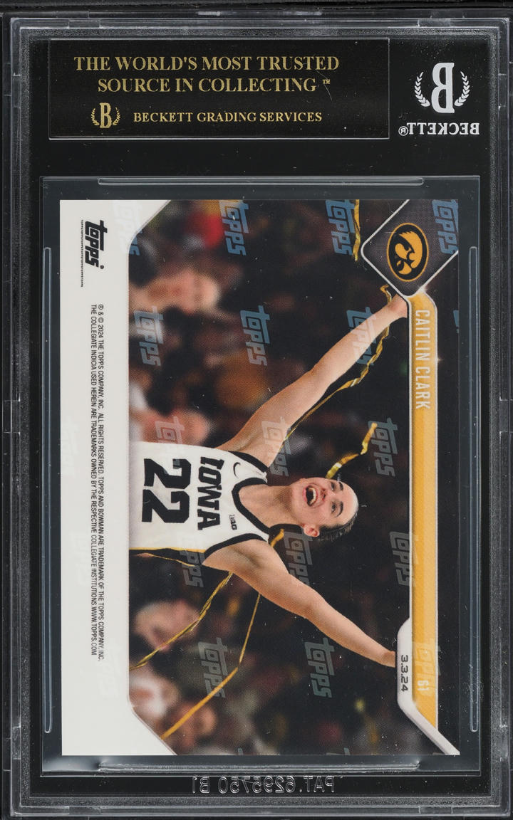 2023 Bowman Now University Caitlin Clark ROOKIE #61 BGS 10 BLACK LABEL