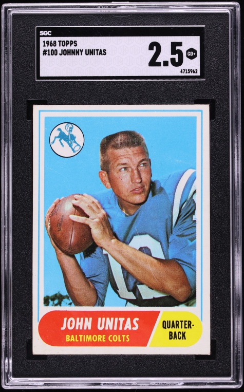 1968 Topps Football Johnny Unitas #100 SGC 2.5 GD+