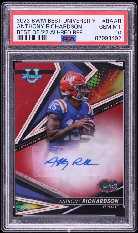 2022 Bowman's Best University Red Refractor Anthony Richardson ROOKIE AUTO /10 #BA-AR PSA 10