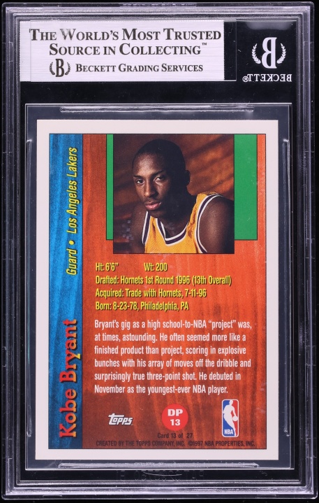 1996 Topps Draft Redemption Kobe Bryant ROOKIE #13 BGS 9 MINT