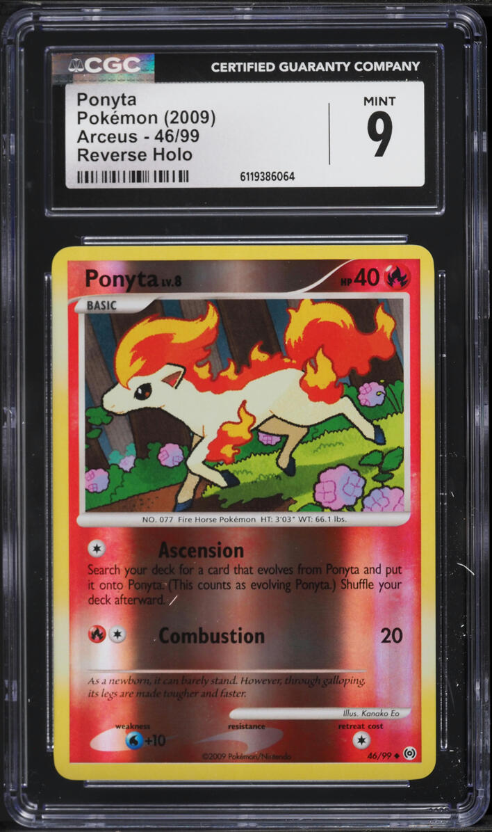 2009 Pokemon Platinum Arceus Reverse Holo Ponyta #46 CGC 9 MINT