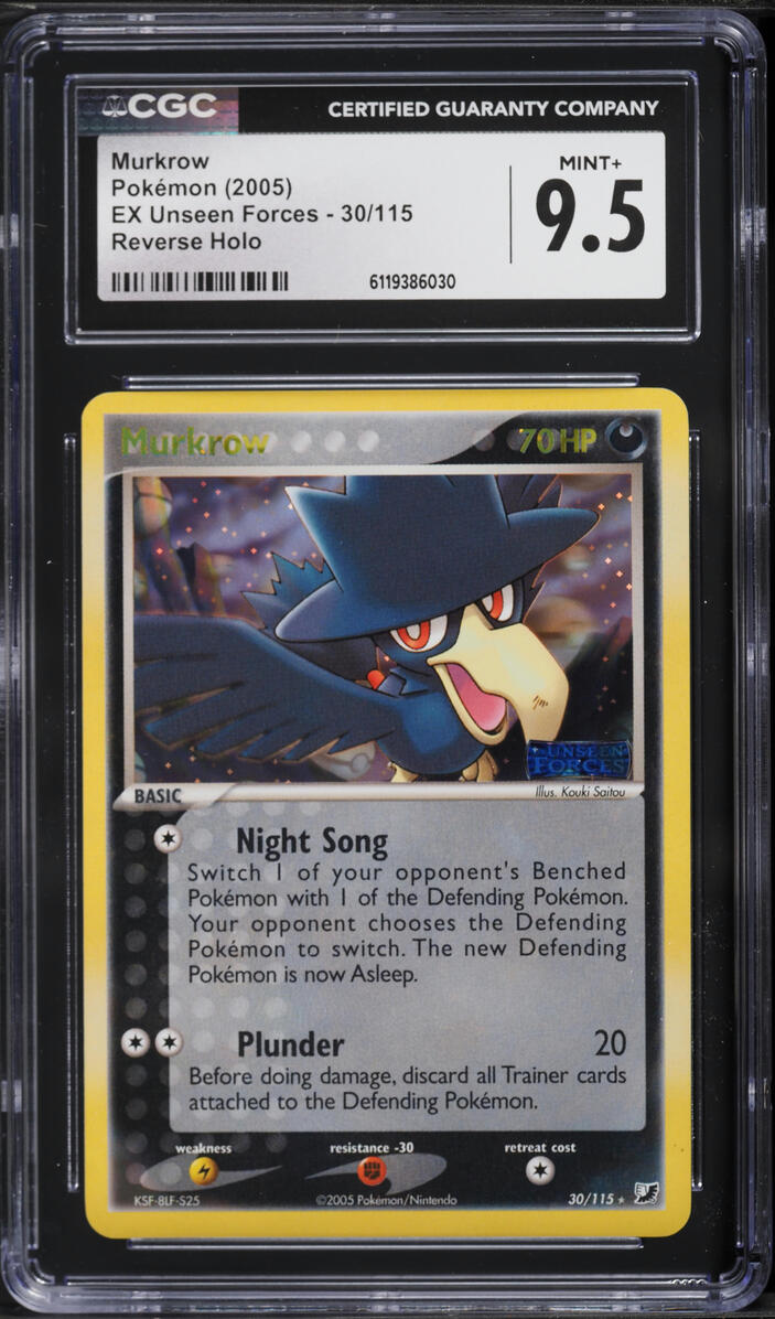 2005 Pokemon EX Unseen Forces Reverse Holo Murkrow #30 CGC 9.5 MINT+