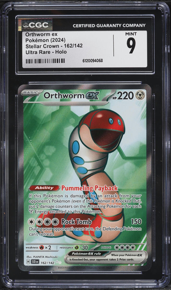2024 Pokemon Scarlet & Violet Stellar Crown Full Art Orthworm ex #162 CGC 9 MINT
